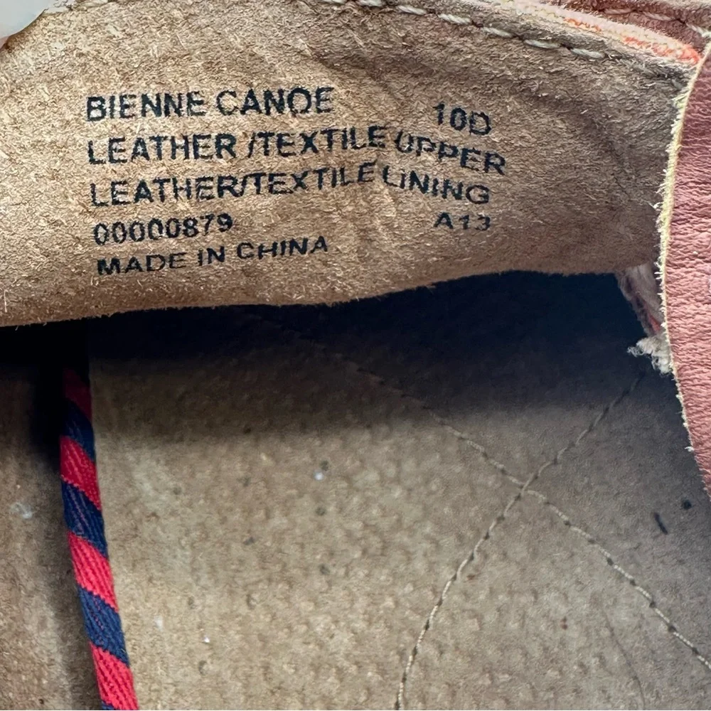 Polo by Ralph Lauren Coral Canvas and Brown Leather Boat Shoes with White Sole